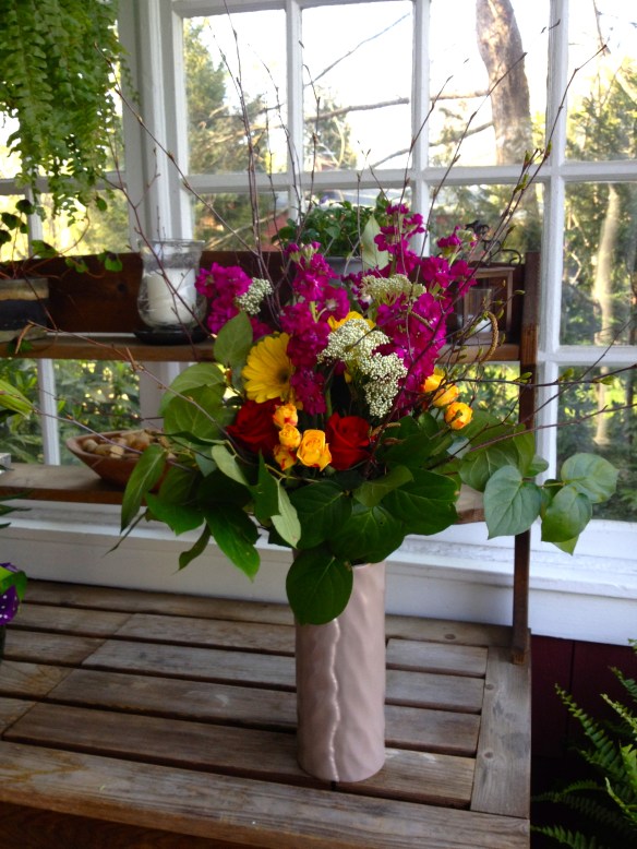 my completed birch bouquet