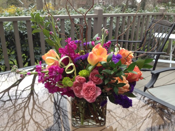 storebought bouquet using branches for mechanics