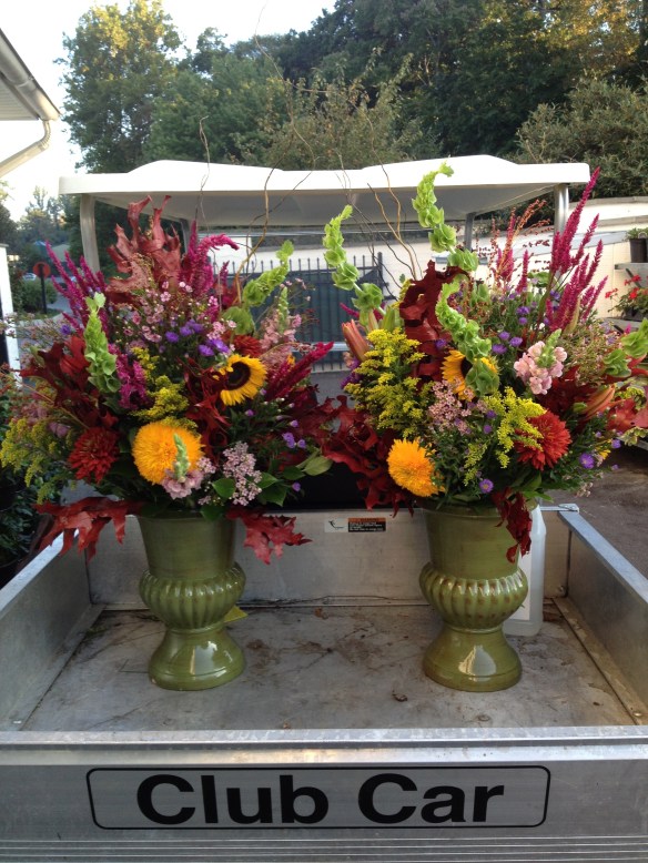 Golf Cart full of Autumnal Arrangements for Merion Golf Club